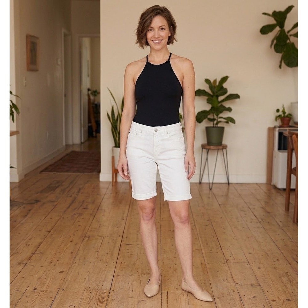 Calvin Klein Jeans Womens White Denim Bermuda Shorts